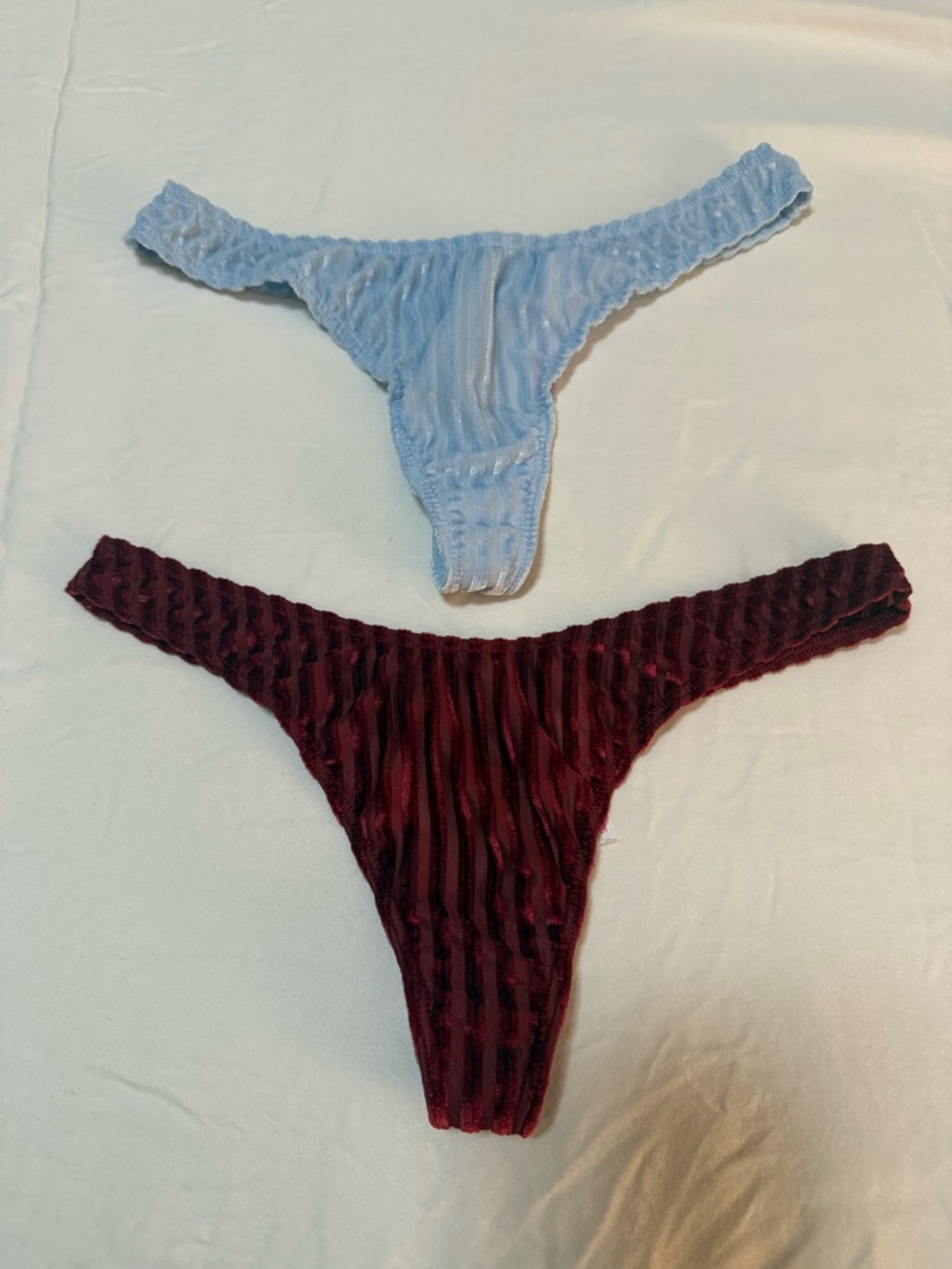 Victoria Secret PINK Velvet Stripe Thong Panty Bundle
